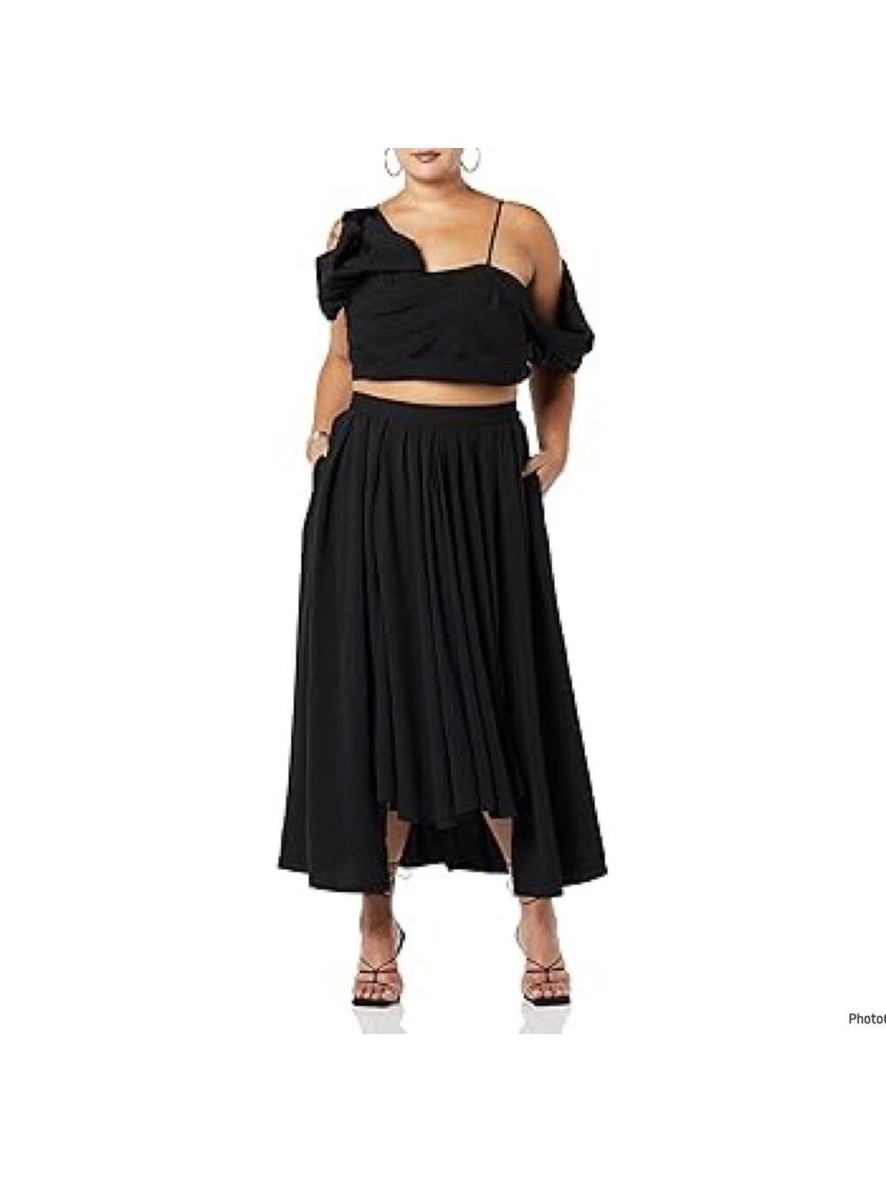 MAKING THE CUT Women's Drapy Hi-lo Maxi Black Skirt Only Size 3X